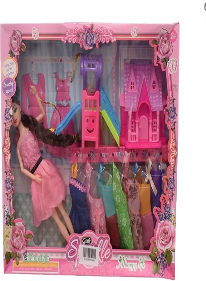 Plastic Bride Long Hair With Multi Dresses And Accessories Set Of 12 Pieces - Multi Color Toy For Little Kid, Big Kid 