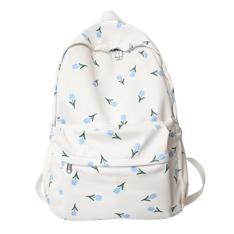 Backpack female junior high school student Japanese style fresh floral schoolbag high school student South Korea ins Harajuku college style backpack Tulip 