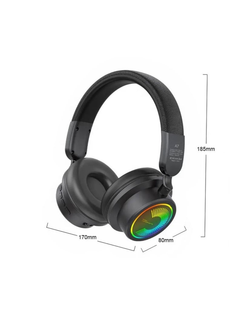 Kisonli Kisonli A7 Active Noise Headphones Bluetooth Earphones Wireless Portable Headset- Black  - Image 2