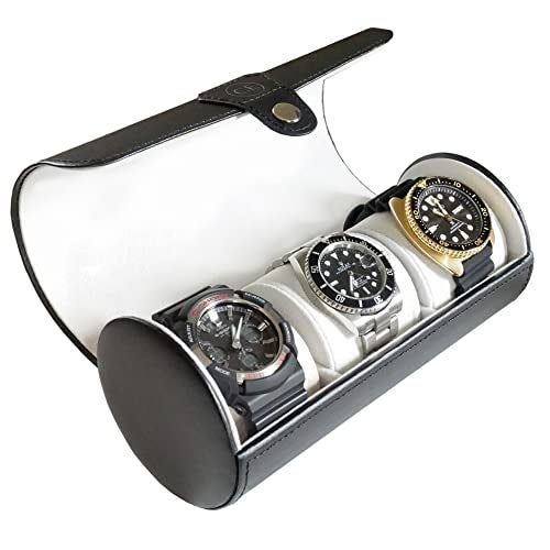 Case Elegance Travel Watch Case Roll Organizer for Men | Vegan Faux Leather Watch Display Case | Watch Display, Storage & Holder | Watch Case for Men's Watch Collection | Watch Holder for Men | Black - Image 1