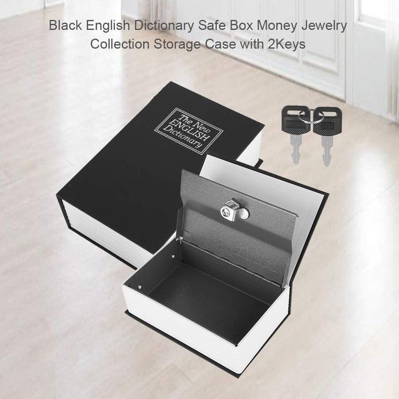 klarako Book Safe With Key Lock, Black English Dictionary Safe Box Dictionary Diversion Book Safe Portable Metal Safe Box Secret Book Hidden Safe Jewelry Collection Storage Case With 2 Keys - Image 4