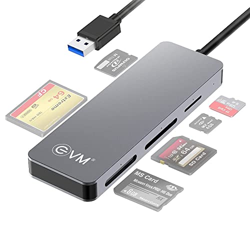 EVM 5-in-1 USB 3.0 Card Reader | SD Micro SD CF M2 MS Support | 5Gbps High Speed | Plug & Play Adapter for Laptop PC | 1 Year Warranty (EVM-CR-01) - Image 1