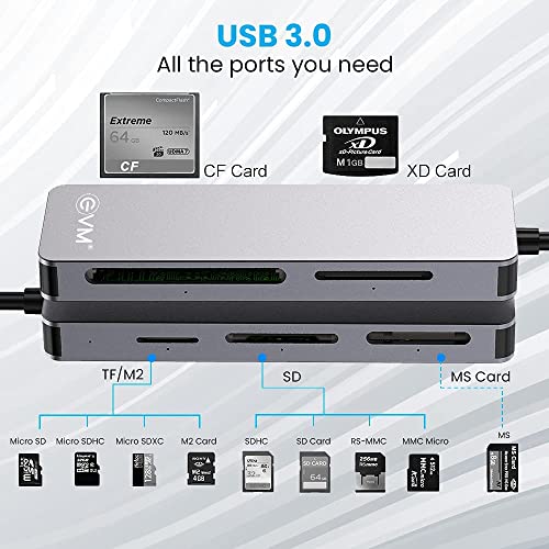 EVM 5-in-1 USB 3.0 Card Reader | SD Micro SD CF M2 MS Support | 5Gbps High Speed | Plug & Play Adapter for Laptop PC | 1 Year Warranty (EVM-CR-01) - Image 3