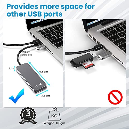 EVM 5-in-1 USB 3.0 Card Reader | SD Micro SD CF M2 MS Support | 5Gbps High Speed | Plug & Play Adapter for Laptop PC | 1 Year Warranty (EVM-CR-01) - Image 5