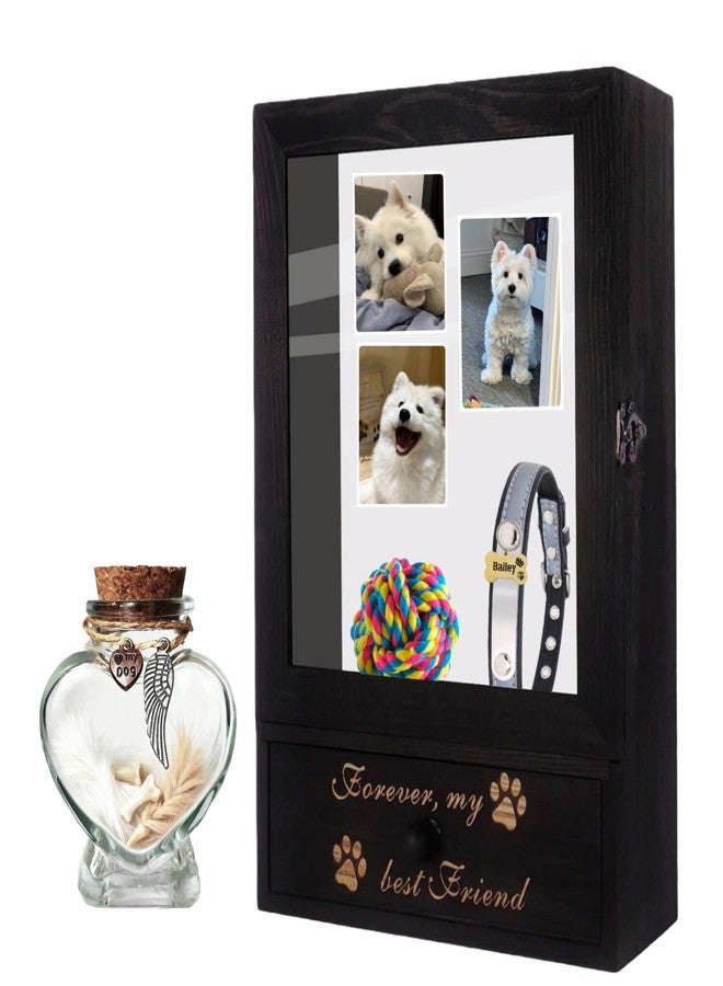 Dmnnlp Pet Memorial Shadow Box, 8.9"x13.4" Pet Memorial Picture Frame Display Case with Deep Drawer, Includes a Remembrance Bottle, Wall-Mountable Display Case for Dog/Cat Loss Sympathy Gifts - Image 1