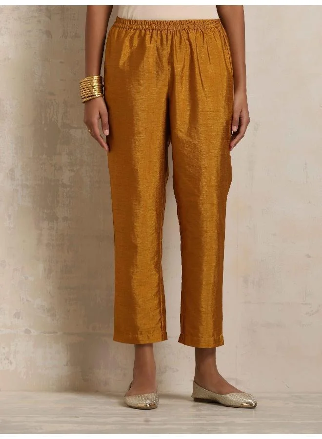 ترو برونز trueBrowns Gold Tissue Flared Anarkali Kurta Set