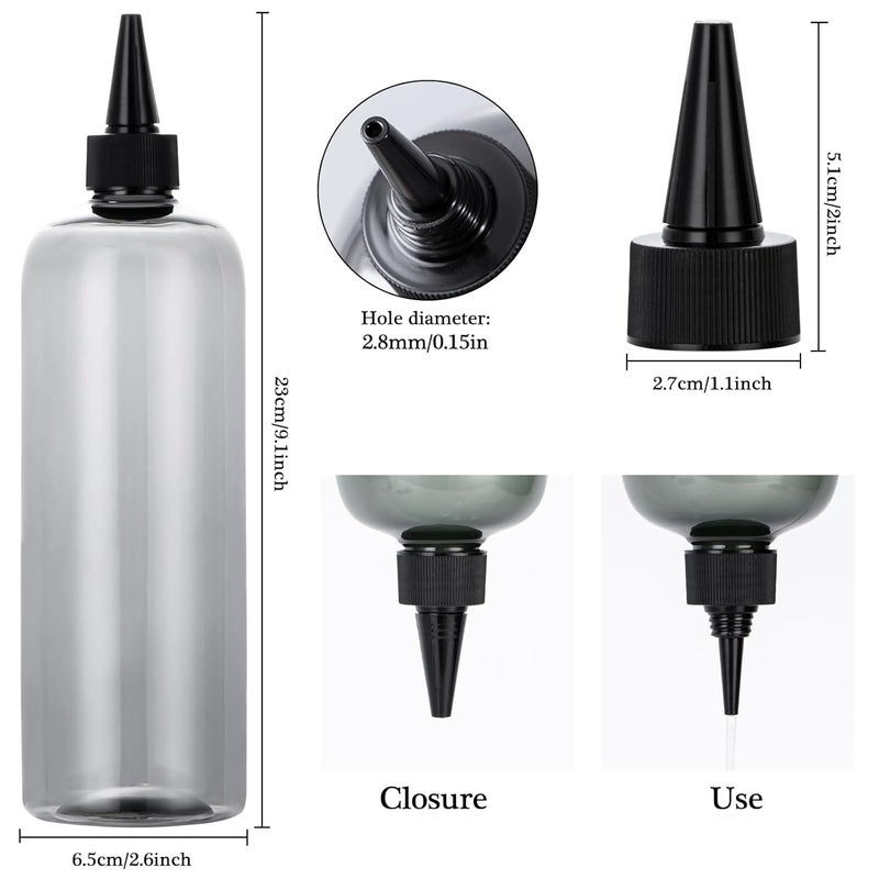 sdoot Applicator Bottle for Hair, 16.9 ounce Hair Color Applicator Bottle 2 Pack Squeeze Bottle Transparent Oil Bottles for Hair, PET Plastic Refillable Bottles with Twist Top Cap,Clear Black - Image 2
