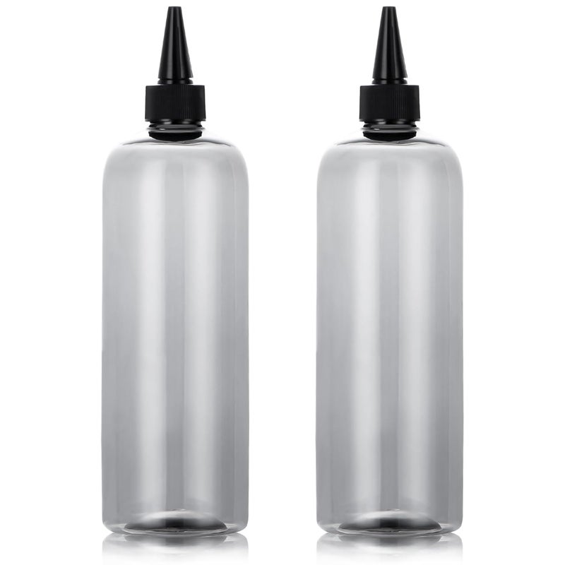 sdoot Applicator Bottle for Hair, 16.9 ounce Hair Color Applicator Bottle 2 Pack Squeeze Bottle Transparent Oil Bottles for Hair, PET Plastic Refillable Bottles with Twist Top Cap,Clear Black - Image 1