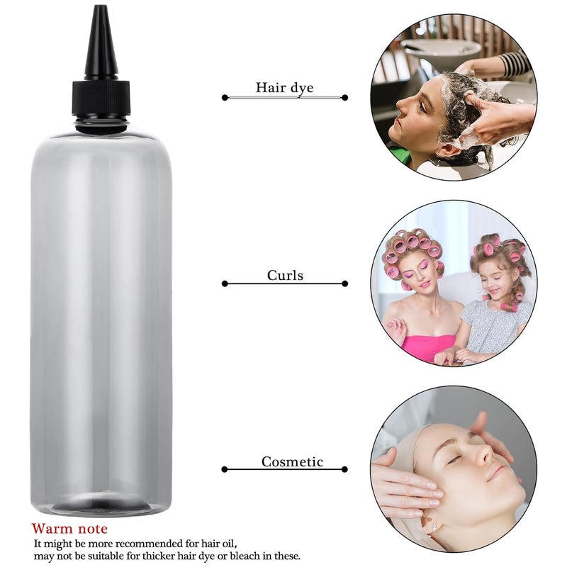 sdoot Applicator Bottle for Hair, 16.9 ounce Hair Color Applicator Bottle 2 Pack Squeeze Bottle Transparent Oil Bottles for Hair, PET Plastic Refillable Bottles with Twist Top Cap,Clear Black - Image 4