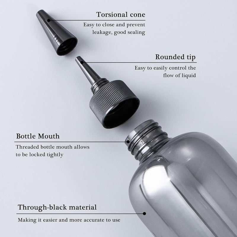 sdoot Applicator Bottle for Hair, 16.9 ounce Hair Color Applicator Bottle 2 Pack Squeeze Bottle Transparent Oil Bottles for Hair, PET Plastic Refillable Bottles with Twist Top Cap,Clear Black - Image 3