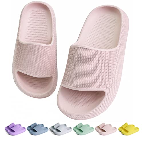 KOUECI Kids Cloud Slides Girls Shower Slippers Slip on Slide Sandals Nonslip Summer Beach Pool ShoesPink1 Little Kids - Image 1