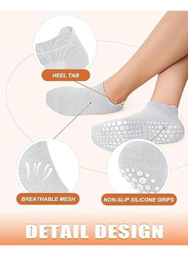 HZYH 4 Pairs Non Slip Pilates Socks with Grips for Women, Grip Socks for Women, Workout Sticky Slipper Socks, Grip Socks for Yoga Ballet Workout Anti Skid Athletic Socks - Image 2