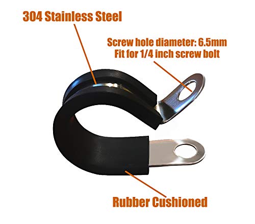 ISPINNER 12 Pack 1.5 Inch Rubber Cushioned Stainless Steel Cable Clamp, Hose Clamp, Pipe Clamp (1-1/2 Inch) - Image 2