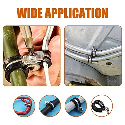 ISPINNER 12 Pack 1.5 Inch Rubber Cushioned Stainless Steel Cable Clamp, Hose Clamp, Pipe Clamp (1-1/2 Inch) - Image 4