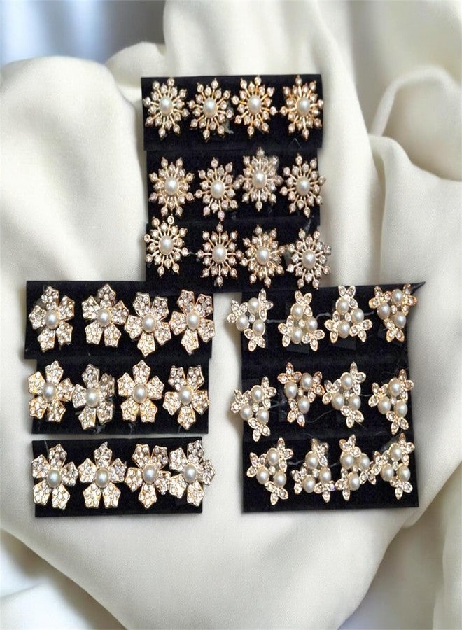 Luxury Pearl & Rhinestone Hair Clips Pack of 3 | Bridal Floral Hair Accessories | Crystal Flower Hair Pins for Women & Girls | Fancy Hair Clips for Party, Wedding & Festivee Wear - Image 1