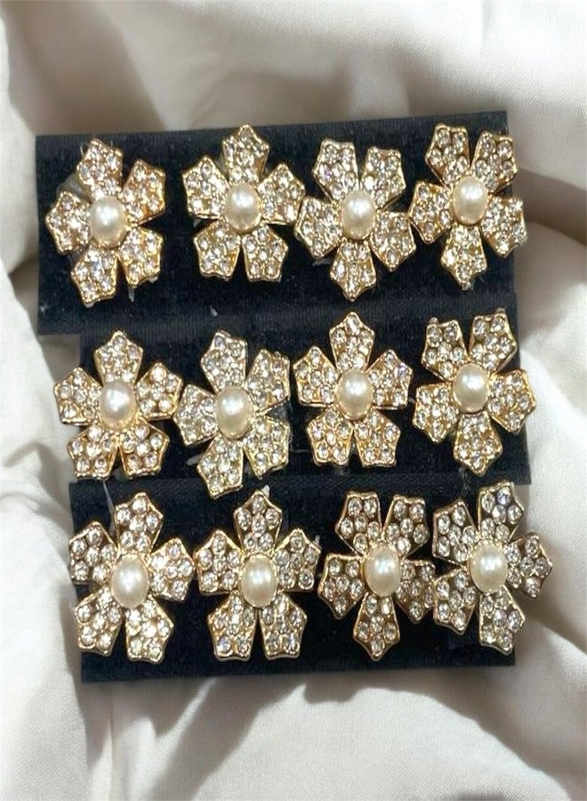 Luxury Pearl & Rhinestone Hair Clips Pack of 3 | Bridal Floral Hair Accessories | Crystal Flower Hair Pins for Women & Girls | Fancy Hair Clips for Party, Wedding & Festivee Wear - Image 5