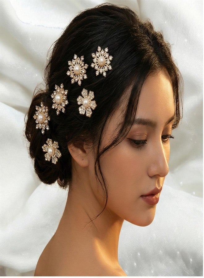 Luxury Pearl & Rhinestone Hair Clips Pack of 3 | Bridal Floral Hair Accessories | Crystal Flower Hair Pins for Women & Girls | Fancy Hair Clips for Party, Wedding & Festivee Wear - Image 4