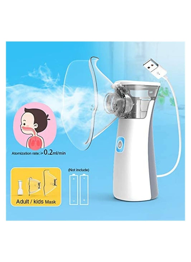 Auto Nebulizer, 2 Mode Ultrasonic Humidifier, Inhaler Mesh Nebulizer Ultrasonic Mesh Inhaler with USB Cable, 2 Speed Nebulizer, Face Masks with Adult and Children Masks, and Mouthpiece Nebulizer