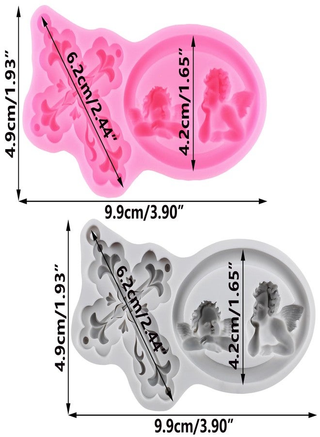 RFGHAC Baptism Cake Decorations Mold Angel Fondant Mold Cross Silicone Molds for Cake Decorating Cupcake Topper Chocolate Candy Sugar Gum Paste Polymer Clay Set Of 2 - Image 2