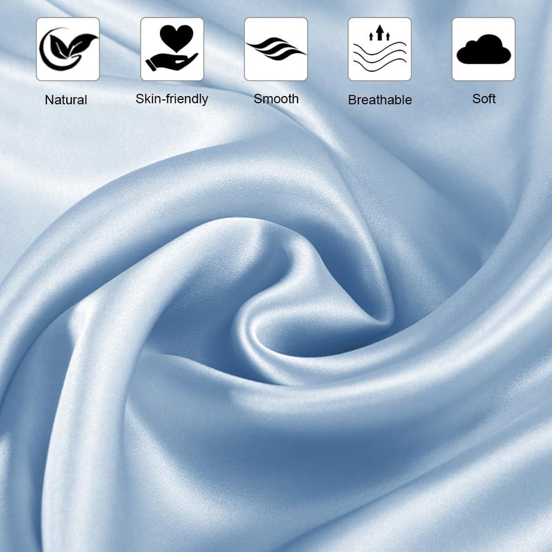 Ravmix Silk Pillowcase for Hair and Skin with Hidden Zipper, Ravmix Both Sides 21Momme Mulberry Silk Cooling Pillow Case Standard Size 20Ã—26inches, 1PCS, Light Blue - Image 3