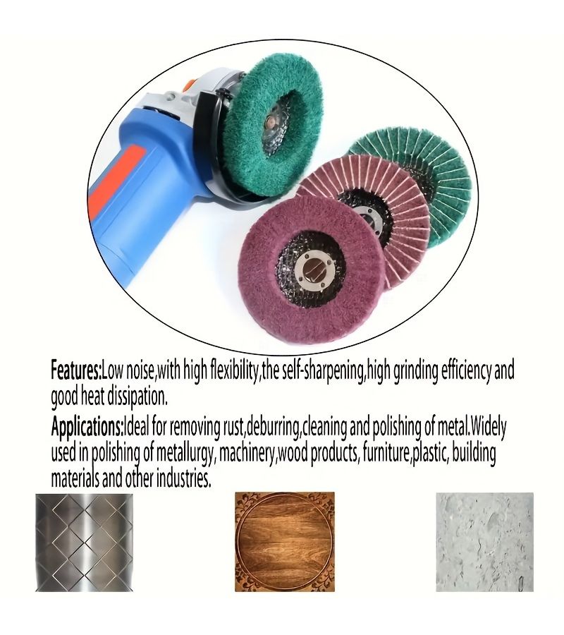 4pcs Nylon Fiber Flip Metal Polishing Wheels 4 Inch Abrasive Discs for Deburring Rust Removal on Complex Surfaces Welding Wheel Polishing Kit Mixed Package - Image 5