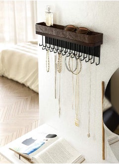 J JACKCUBE DESIGN JACKCUBE DESIGN Necklace Holder Wall Hanging Jewelry Organizer Bracelet, Earrings, Rings with 25 Hooks(Brown/16.4 x 2.9 x 4.9 inches) - :MK124A  - Image 2