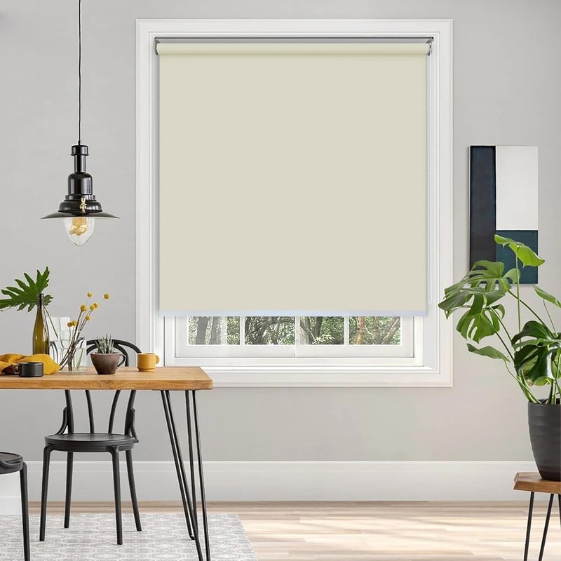 Colornest 100 Blackout Roller Blinds for Windows 72 Inch W X 60 Inch L RollUp Shades Sun UV Protection for Home Office Ivory Heavy Duty in 38 MM Pole - Image 1