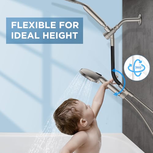 MakeFit Dual Filtered Rain Shower Head Combo, High Pressure Handheld Shower Head with Adjustable Bar - Rainfall Shower Head And Showerhead with Filter for Hard Water - Removes Chlorine(Brushed Nickel) - Image 3