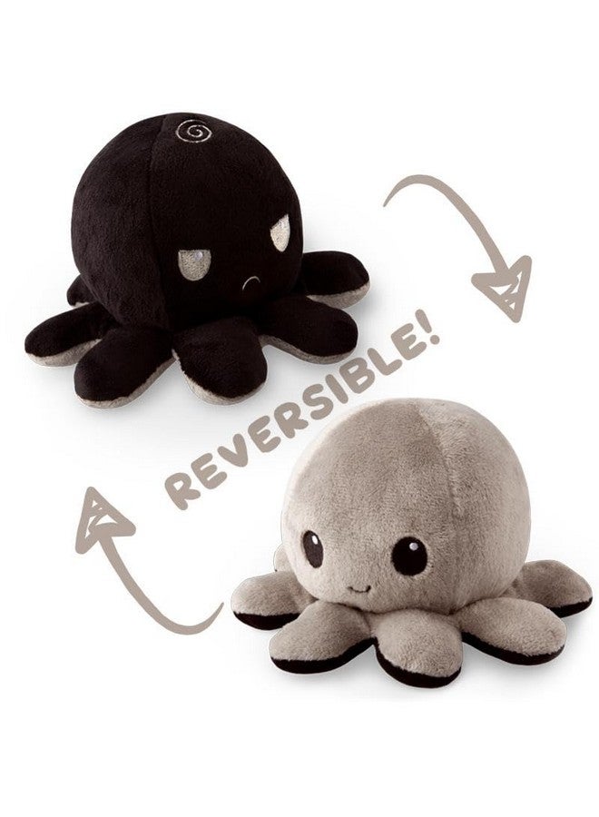 TeeTurtle - The Original Reversible Octopus Plushie - Black + Gray - Cute Sensory Fidget Stuffed Animals That Show Your Mood - Image 3