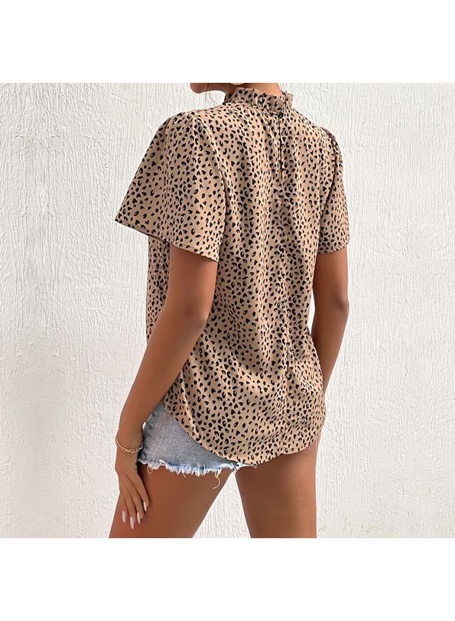 VUELO Summer New European And American Top Short-sleeved Design Sense Niche Fashion Leopard Print Shirt - Image 2