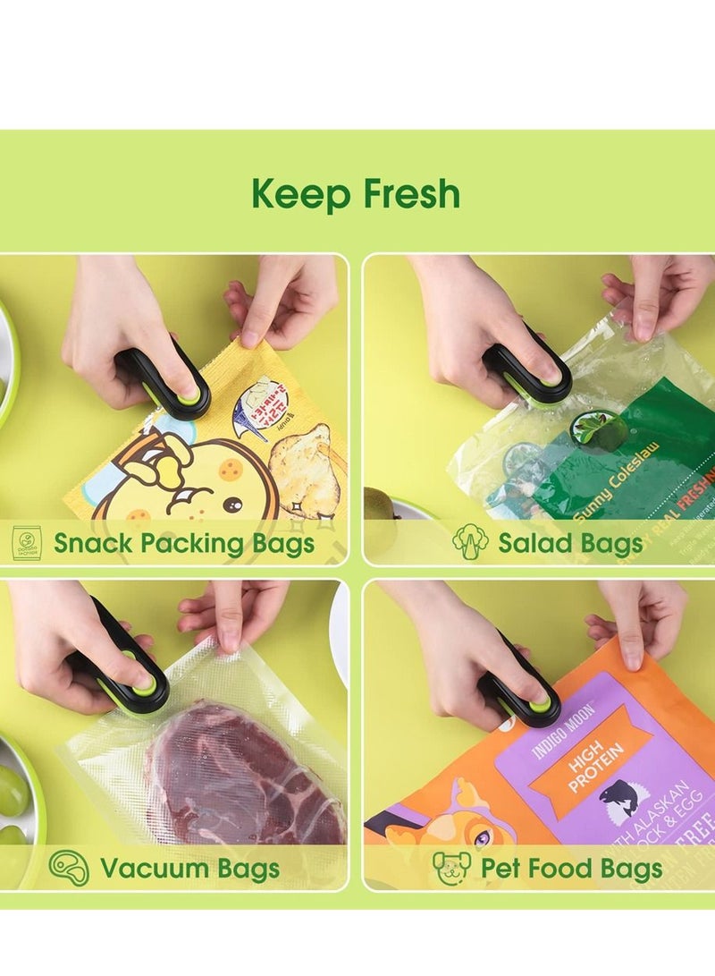 Mini Bag Sealer, 2 in 1 Heat Sealer For Snacks, Rechargeable Handheld Plastic Bag Resealer, Vacuum Bag Sealing Machine Portable, Keep Food Chips Cookies Fresh (Black+Green)  - Image 5