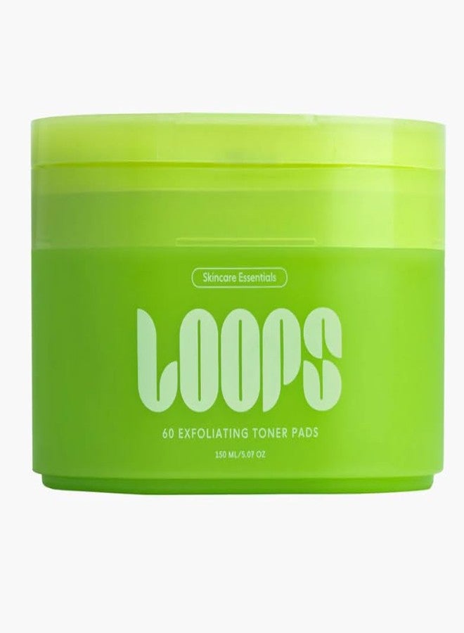 LOOPS Exfoliating Toner - Refine, Resurface, and Rebalance Skin - Brightening and Anti-Aging Skincare - Pre-soaked Bamboo Pad - Skincare Toners for Face -Exfoliatings Treatment Toner -Exfoliating Pads - Image 1