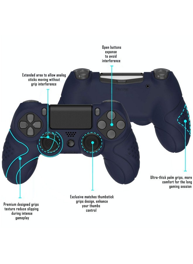 playvital Guardian Edition Midnight Blue Soft Anti Slip Controller Silicone Case Cover For Ps4, Rubber Protector Skins With Joystick Caps For Ps4 Slim For Ps4 Pro Controller - Image 3