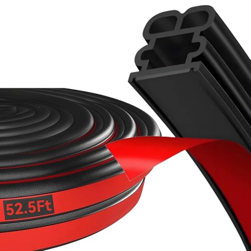 Xfopz 52.5Ft Car Door Seal Strip for Car Weather Stripping Universal Self Adhesive Small Auto Door Soundproofing Weatherstrip for Small Vehicles Sedan Compact SUV (Medium 12 * 11mm) - Image 1