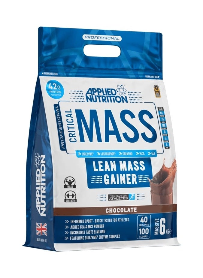 Applied Nutrition - Applied Nutrition Critical Mass Professional - Weight Gain Protein Powder, High Calorie Weight Gainer, Lean Mass-6kg - 40 Servings-Chocolate - Image 1