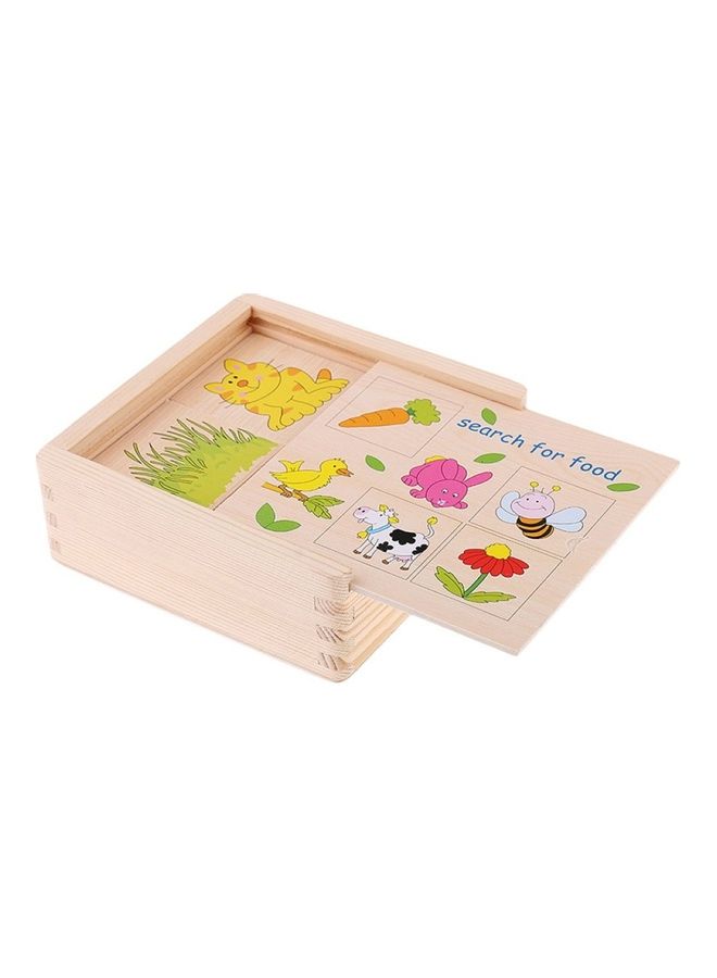 Wooden Animal Food Matching Jigsaw Puzzle Set