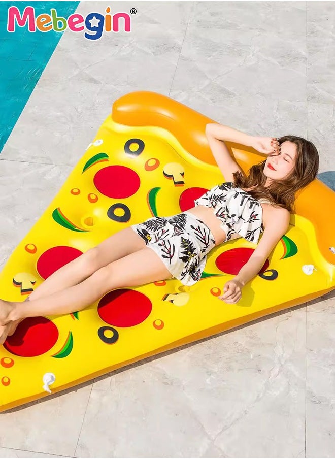 MEBEGIN - 180*150cm Inflatable Pool Float, Giant Pizza Swimming Pool Floating, Pizza Slice Inflatable Mat with Realistic Printing, Water Floating Raft, Giant Pool Lounger, Fun Pool Accessories, Made of High Quality PVC, Suitable for Any Summer Themed Party, Beach, Sea, Pool and Water Park - Image 1