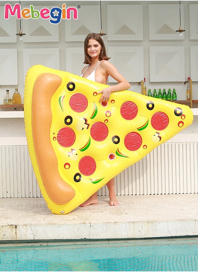 MEBEGIN - 180*150cm Inflatable Pool Float, Giant Pizza Swimming Pool Floating, Pizza Slice Inflatable Mat with Realistic Printing, Water Floating Raft, Giant Pool Lounger, Fun Pool Accessories, Made of High Quality PVC, Suitable for Any Summer Themed Party, Beach, Sea, Pool and Water Park - Image 1