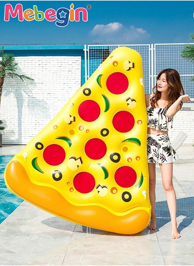 MEBEGIN - 180*150cm Inflatable Pool Float, Giant Pizza Swimming Pool Floating, Pizza Slice Inflatable Mat with Realistic Printing, Water Floating Raft, Giant Pool Lounger, Fun Pool Accessories, Made of High Quality PVC, Suitable for Any Summer Themed Party, Beach, Sea, Pool and Water Park - Image 1