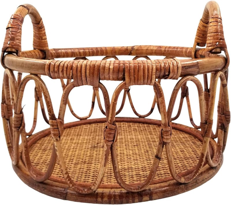 Newborn Photography Props Vintage Rattan Basket Creates Warm and Comfortable Scenes for Memorable Photos Chair Vintage Rattan Basket for Newborn Photography Props Unique - Image 1