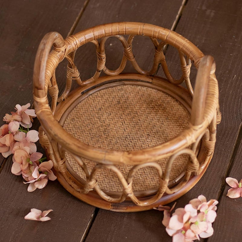 Newborn Photography Props Vintage Rattan Basket Creates Warm and Comfortable Scenes for Memorable Photos Chair Vintage Rattan Basket for Newborn Photography Props Unique - Image 5