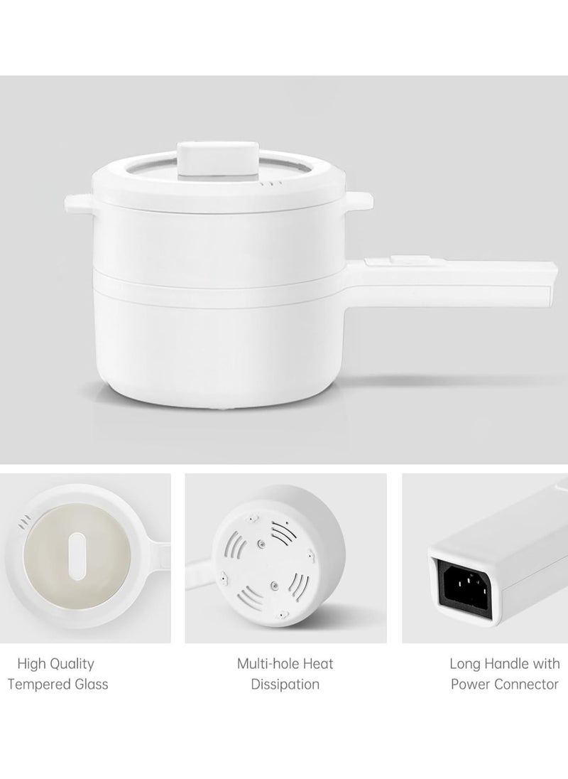 BORTONY Electric Hot Pot with Steamer and Temperature Control Non-Stick Electric Skillet Frying Pan Multi-functional Mini Portable Pot for Steak Fried Rice Noodles Ramen Oatmeal and Soup 2L  - Image 4