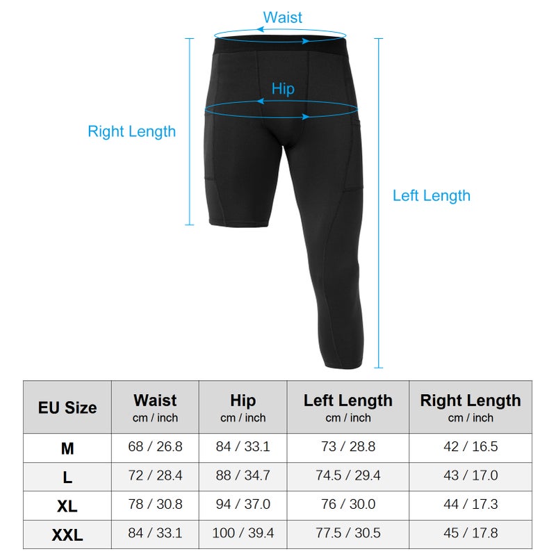 Men One Leg Tight: XL 85% Polyester 15% Spandex - Non-Symmetrical Dynamic Design Athletic Base Layer for Active Exercise Basketball Training - Image 2
