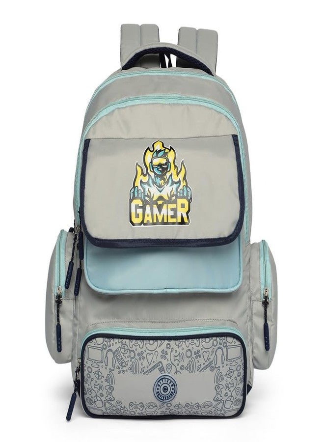 Citizen Gamer Kids School Backpack | 18L Polyester Unisex Casual Backpack/Daypack/Travel Backpack/School Bag for Boys & Girls - Light Grey - Image 1