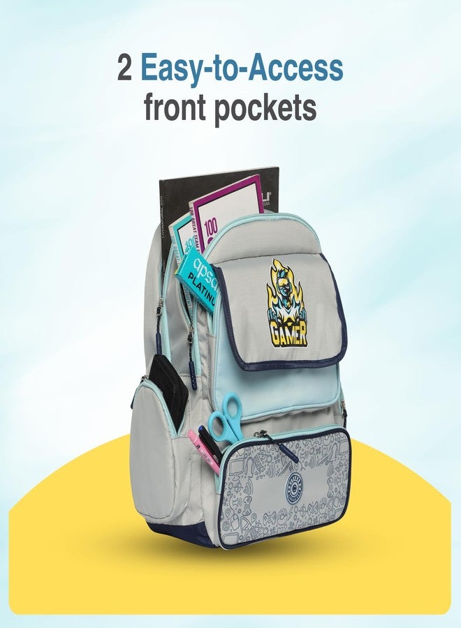 Citizen Gamer Kids School Backpack | 18L Polyester Unisex Casual Backpack/Daypack/Travel Backpack/School Bag for Boys & Girls - Light Grey - Image 4