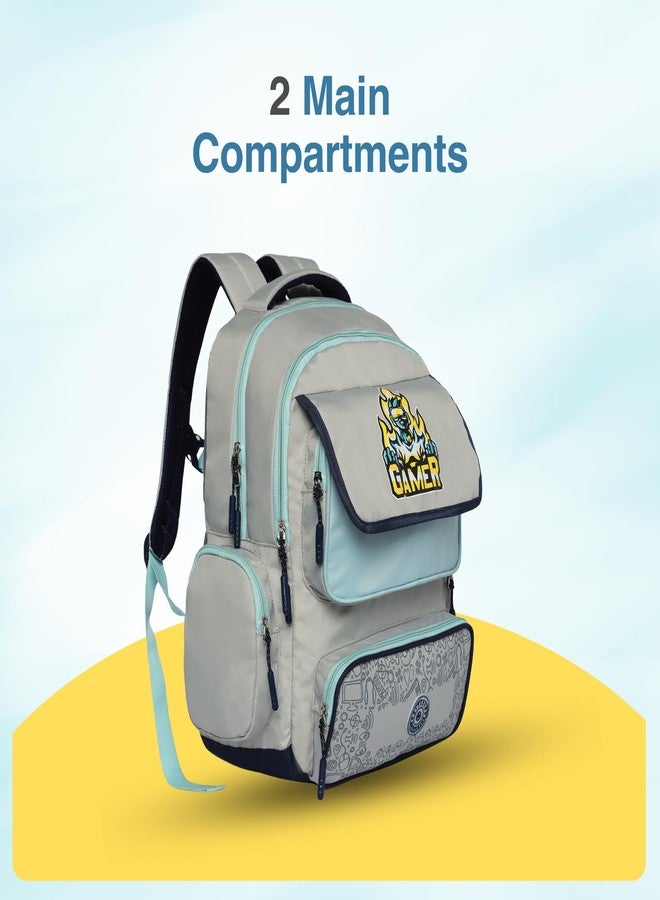 Citizen Gamer Kids School Backpack | 18L Polyester Unisex Casual Backpack/Daypack/Travel Backpack/School Bag for Boys & Girls - Light Grey - Image 5