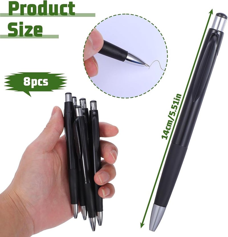 Molain 8Pcs Black Ballpoint Pens, 0.7mm Writing Pen Black Ink Ball Point Pens Retractable Writing Pen with Soft Grip for Smooth Writing Office Home Supplies and Gifts - Image 2