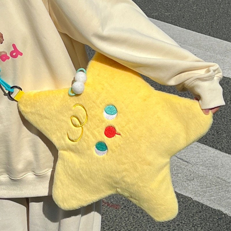 Cute Cartoon Star Velvet Crossbody Bag - Image 1
