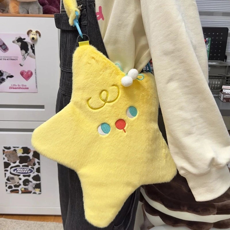 Cute Cartoon Star Velvet Crossbody Bag - Image 3