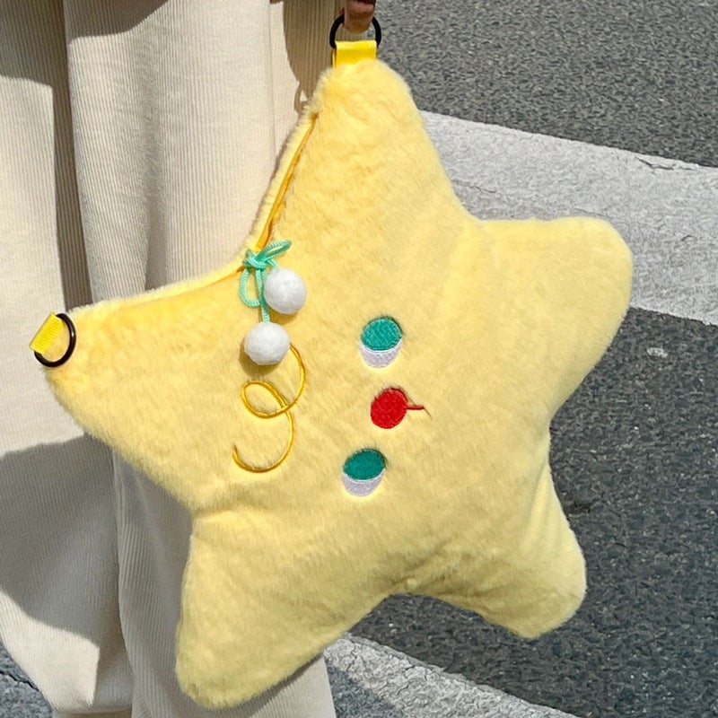 Cute Cartoon Star Velvet Crossbody Bag - Image 2